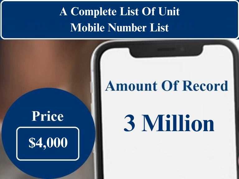 A Complete List Of Unit cell phone number list